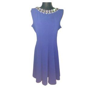 Cobalt blue cocktail dress with rhinestone collar